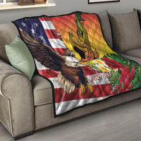 Personalised United States And Hawaii Quilt USA Eagle With Hawaiian Shark Tattoo - Wonder Print Shop