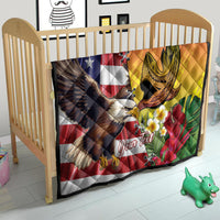 Personalised United States And Hawaii Quilt USA Eagle With Hawaiian Shark Tattoo - Wonder Print Shop
