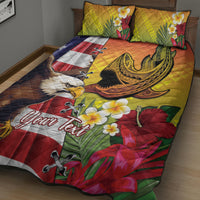 Personalised United States And Hawaii Quilt Bed Set USA Eagle With Hawaiian Shark Tattoo - Wonder Print Shop
