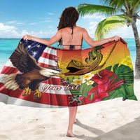 Personalised United States And Hawaii Sarong USA Eagle With Hawaiian Shark Tattoo - Wonder Print Shop