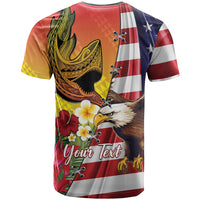 Personalised United States And Hawaii T Shirt USA Eagle With Hawaiian Shark Tattoo - Wonder Print Shop