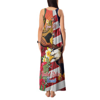 Personalised United States And Hawaii Tank Maxi Dress USA Eagle With Hawaiian Shark Tattoo - Wonder Print Shop