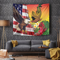 Personalised United States And Hawaii Tapestry USA Eagle With Hawaiian Shark Tattoo - Wonder Print Shop