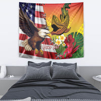 Personalised United States And Hawaii Tapestry USA Eagle With Hawaiian Shark Tattoo - Wonder Print Shop