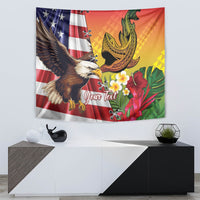 Personalised United States And Hawaii Tapestry USA Eagle With Hawaiian Shark Tattoo - Wonder Print Shop