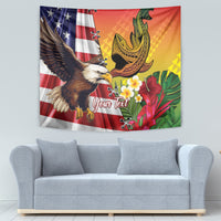 Personalised United States And Hawaii Tapestry USA Eagle With Hawaiian Shark Tattoo - Wonder Print Shop