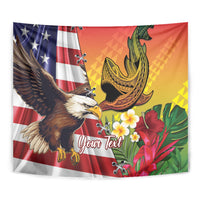 Personalised United States And Hawaii Tapestry USA Eagle With Hawaiian Shark Tattoo - Wonder Print Shop