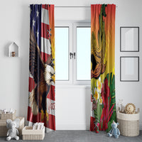 Personalised United States And Hawaii Window Curtain USA Eagle With Hawaiian Shark Tattoo - Wonder Print Shop
