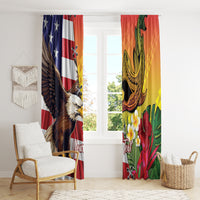 Personalised United States And Hawaii Window Curtain USA Eagle With Hawaiian Shark Tattoo - Wonder Print Shop