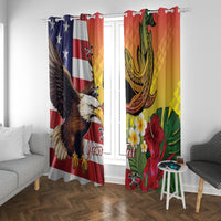 Personalised United States And Hawaii Window Curtain USA Eagle With Hawaiian Shark Tattoo - Wonder Print Shop