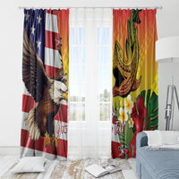 Personalised United States And Hawaii Window Curtain USA Eagle With Hawaiian Shark Tattoo - Wonder Print Shop