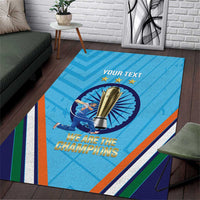 Personalised India Cricket Area Rug 2025 Men In Blue 3rd Champions Proud