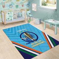 Personalised India Cricket Area Rug 2025 Men In Blue 3rd Champions Proud