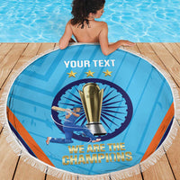 Personalised India Cricket Beach Blanket 2025 Men In Blue 3rd Champions Proud