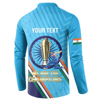 Personalised India Cricket Button Sweatshirt 2025 Men In Blue 3rd Champions Proud