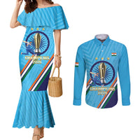 Personalised India Cricket Couples Matching Mermaid Dress and Long Sleeve Button Shirt 2025 Men In Blue 3rd Champions Proud