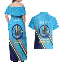 Personalised India Cricket Couples Matching Off Shoulder Maxi Dress and Hawaiian Shirt 2025 Men In Blue 3rd Champions Proud