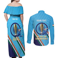 Personalised India Cricket Couples Matching Off Shoulder Maxi Dress and Long Sleeve Button Shirt 2025 Men In Blue 3rd Champions Proud