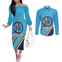 Personalised India Cricket Couples Matching Off The Shoulder Long Sleeve Dress and Long Sleeve Button Shirt 2025 Men In Blue 3rd Champions Proud