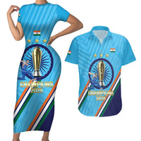 Personalised India Cricket Couples Matching Short Sleeve Bodycon Dress and Hawaiian Shirt 2025 Men In Blue 3rd Champions Proud