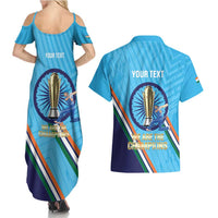 Personalised India Cricket Couples Matching Summer Maxi Dress and Hawaiian Shirt 2025 Men In Blue 3rd Champions Proud