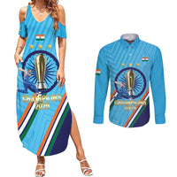 Personalised India Cricket Couples Matching Summer Maxi Dress and Long Sleeve Button Shirt 2025 Men In Blue 3rd Champions Proud