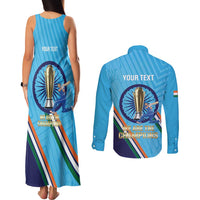 Personalised India Cricket Couples Matching Tank Maxi Dress and Long Sleeve Button Shirt 2025 Men In Blue 3rd Champions Proud