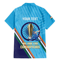 Personalised India Cricket Family Matching Mermaid Dress and Hawaiian Shirt 2025 Men In Blue 3rd Champions Proud