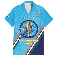 Personalised India Cricket Family Matching Off The Shoulder Long Sleeve Dress and Hawaiian Shirt 2025 Men In Blue 3rd Champions Proud