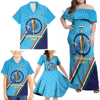 Personalised India Cricket Family Matching Off Shoulder Maxi Dress and Hawaiian Shirt 2025 Men In Blue 3rd Champions Proud