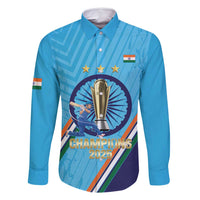 Personalised India Cricket Family Matching Off Shoulder Maxi Dress and Hawaiian Shirt 2025 Men In Blue 3rd Champions Proud
