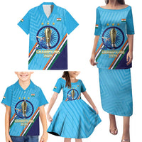 Personalised India Cricket Family Matching Puletasi and Hawaiian Shirt 2025 Men In Blue 3rd Champions Proud