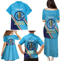 Personalised India Cricket Family Matching Puletasi and Hawaiian Shirt 2025 Men In Blue 3rd Champions Proud