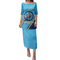 Personalised India Cricket Family Matching Puletasi and Hawaiian Shirt 2025 Men In Blue 3rd Champions Proud