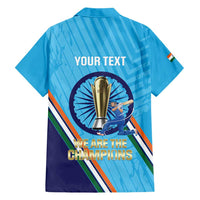 Personalised India Cricket Family Matching Short Sleeve Bodycon Dress and Hawaiian Shirt 2025 Men In Blue 3rd Champions Proud