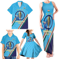 Personalised India Cricket Family Matching Tank Maxi Dress and Hawaiian Shirt 2025 Men In Blue 3rd Champions Proud