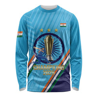 Personalised India Cricket Long Sleeve Shirt 2025 Men In Blue 3rd Champions Proud