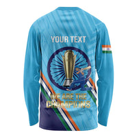 Personalised India Cricket Long Sleeve Shirt 2025 Men In Blue 3rd Champions Proud