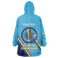Personalised India Cricket Wearable Blanket Hoodie 2025 Men In Blue 3rd Champions Proud