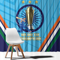 Personalised India Cricket Window Curtain 2025 Men In Blue 3rd Champions Proud