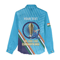 Personalised India Cricket Women Casual Shirt 2025 Men In Blue 3rd Champions Proud