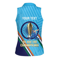 Personalised India Cricket Women Sleeveless Polo Shirt 2025 Men In Blue 3rd Champions Proud