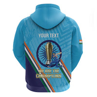 Personalised India Cricket Zip Hoodie 2025 Men In Blue 3rd Champions Proud