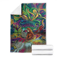 Team Punch The Monkey Blanket Baby Monkey Stay Strong Graffiti Style