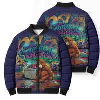 Team Punch The Monkey Bomber Puffer Jacket Baby Monkey Stay Strong Graffiti Style