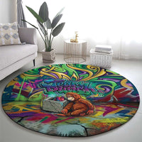 Team Punch The Monkey Round Carpet Baby Monkey Stay Strong Graffiti Style