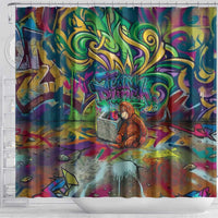 Team Punch The Monkey Shower Curtain Baby Monkey Stay Strong Graffiti Style