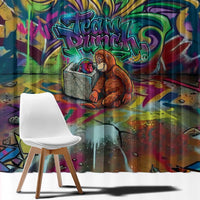 Team Punch The Monkey Window Curtain Baby Monkey Stay Strong Graffiti Style