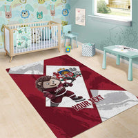 Latvia Hockey Custom Area Rug Hedgehog Par Latviju!