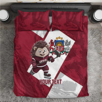 Latvia Hockey Custom Bedding Set Hedgehog Par Latviju!
